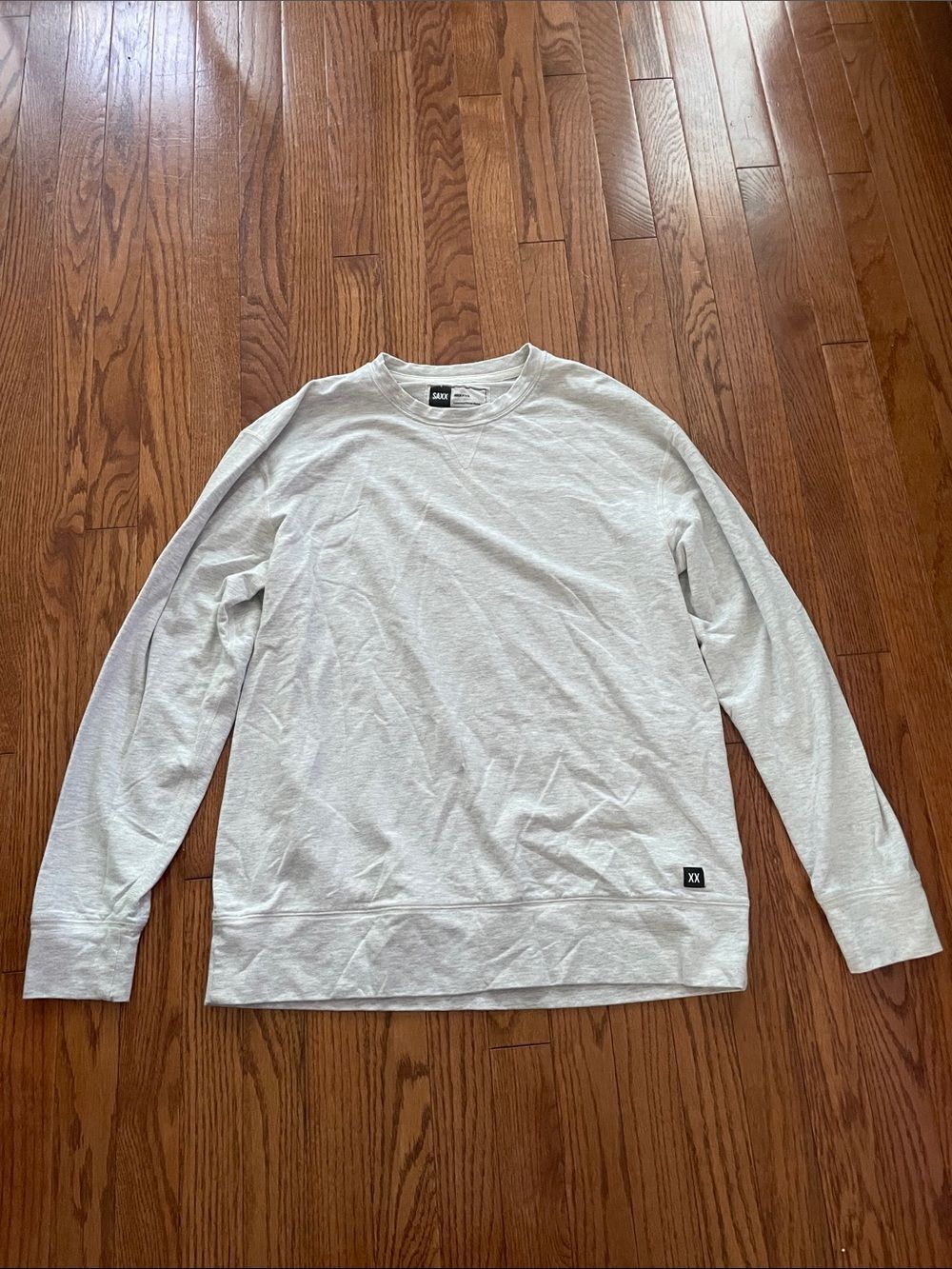 Saxx 3SixFive White Heather Crewneck Lounge Sweatshirt Men’s Sz Medium